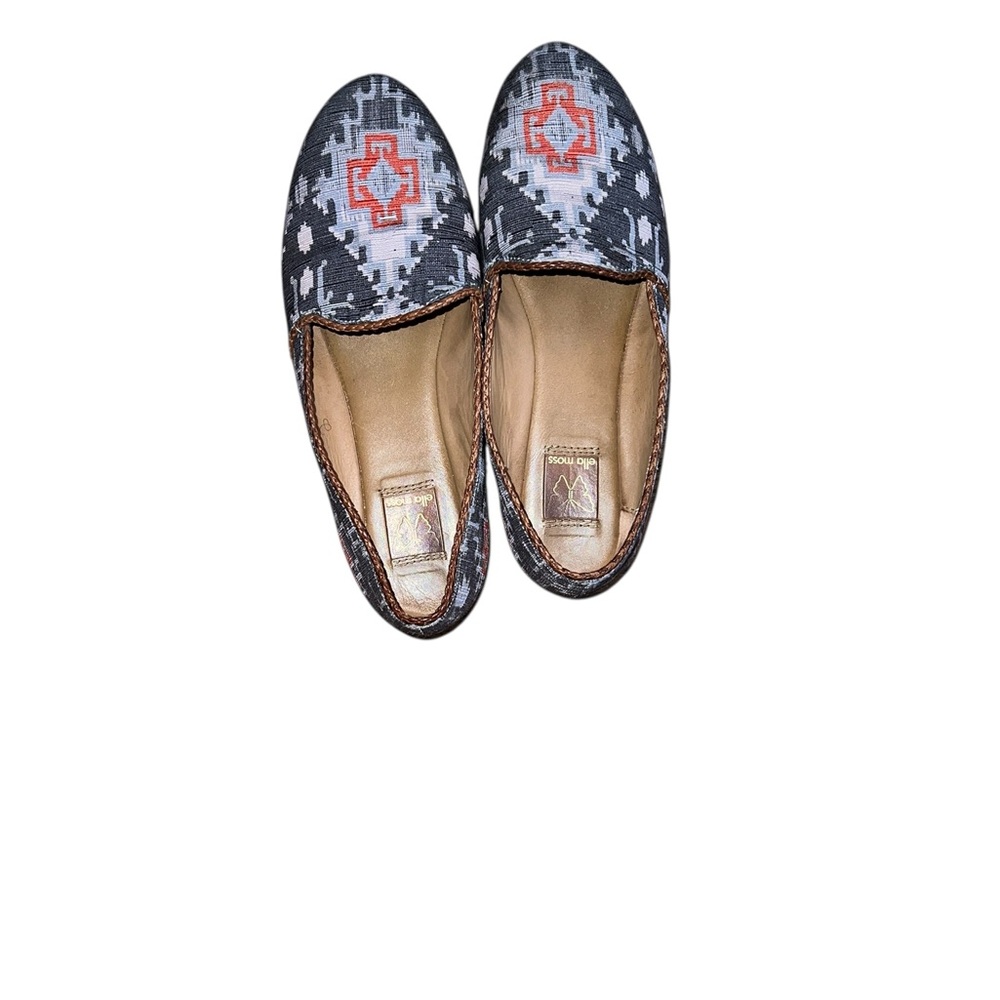 Ella Moss  Black and Gray Patterned Loafers 6.5